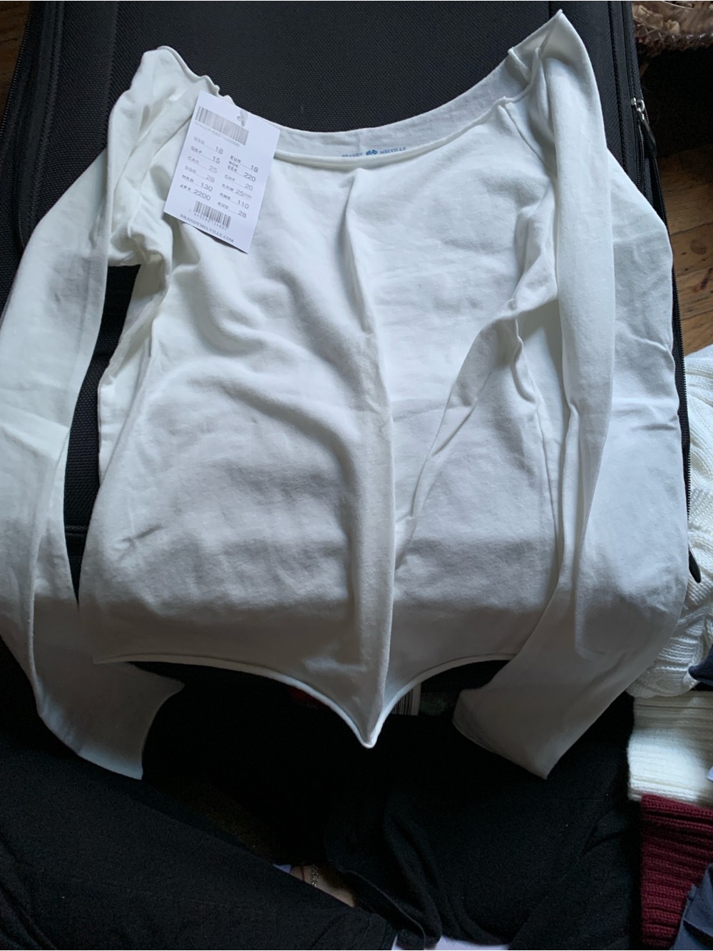 Brandy Melville White Bonnie Long Sleeve Top